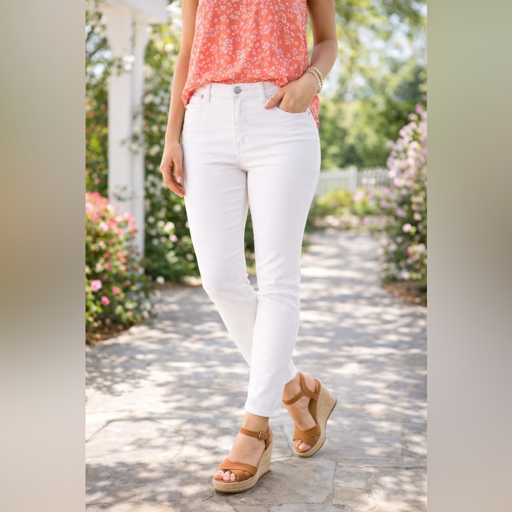 Slink Jeans Curvy White Skinny‎ Jeans Womens 14 Mid Rise Stretch
